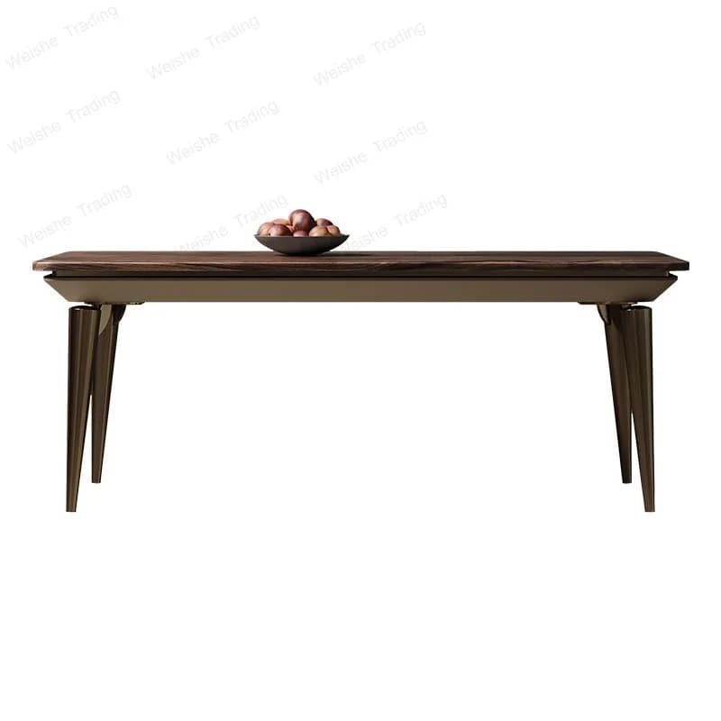Walnut long dining table, large flat-floor family dining room series furniture, modern light luxury meal