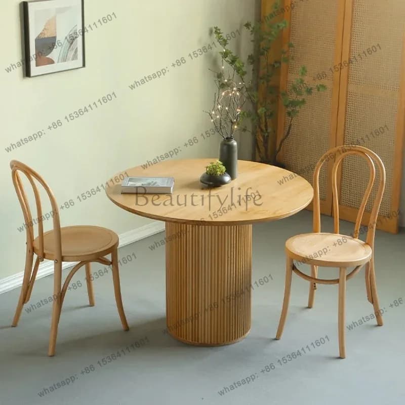 PG Unique Wood Design Dining Table Decor Designer Wooden Round Dining Table Set Salon Luxury French Tavolo Pranzo Furniture Home