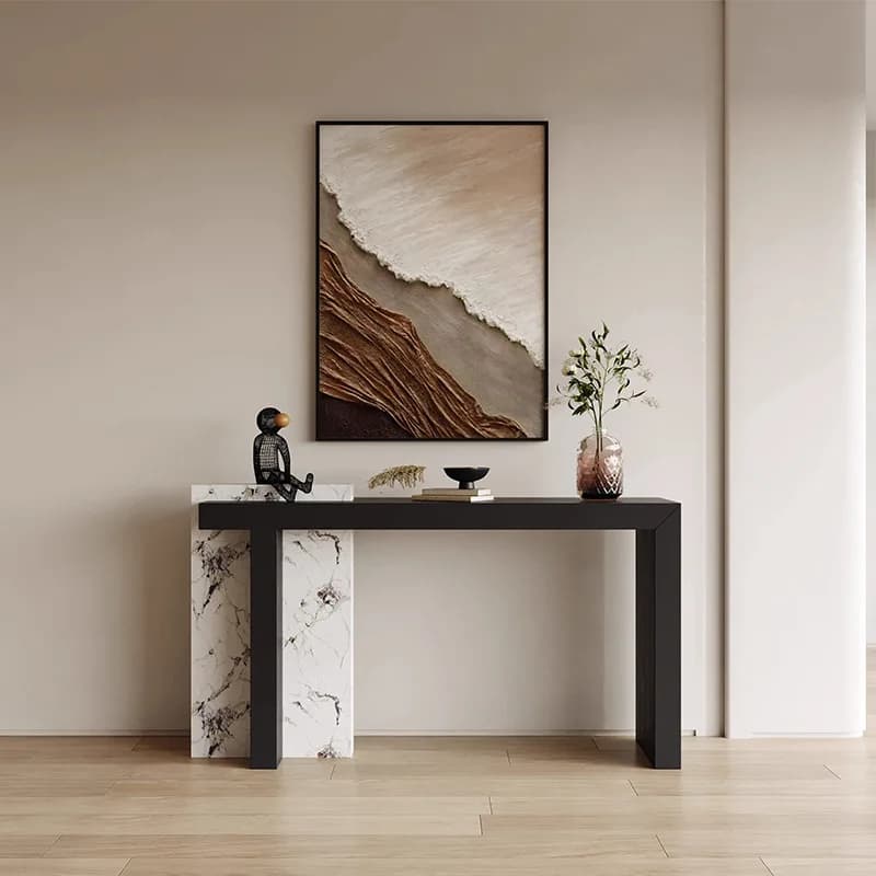 LMM, light luxury entrance platform Slate against the wall Solid wood entrance table Post-modern end view platform