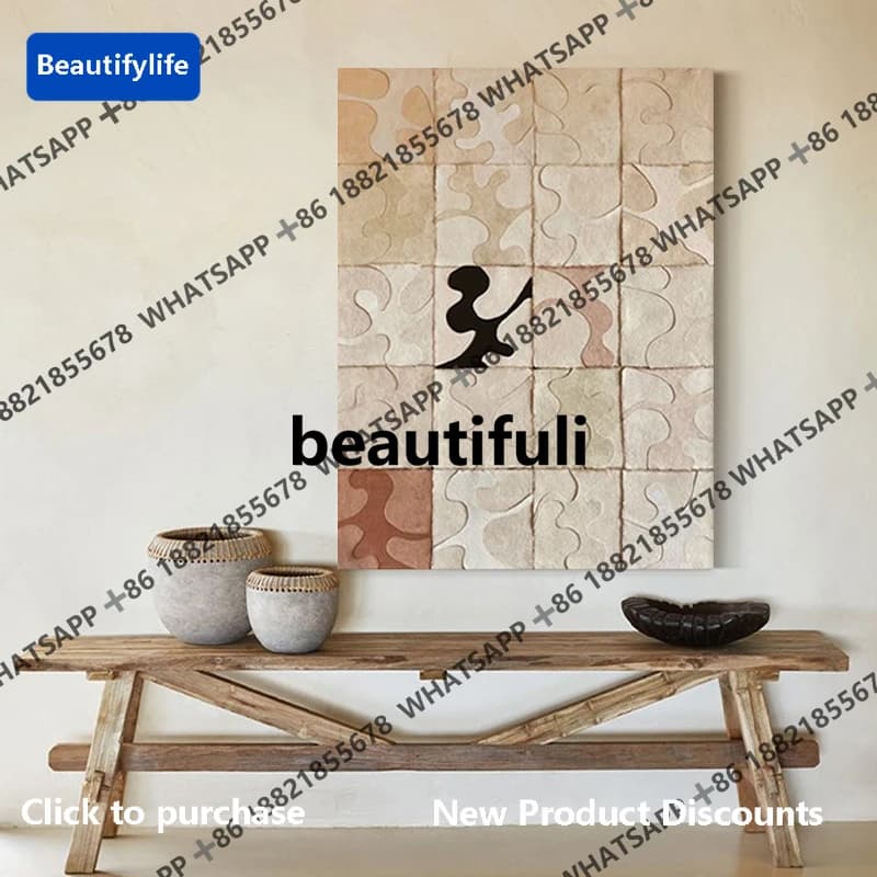 D183 Hand-painted oil painting looking for living room wabi-sabi wind hanging painting entrance decorative painting
