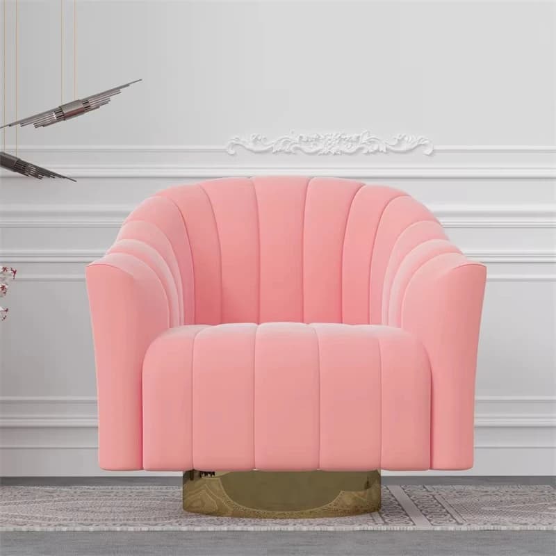 Inventory American Modern Armchair Tufted Seat Velvet Pink Accent Sofa Living Room Chair Swivel