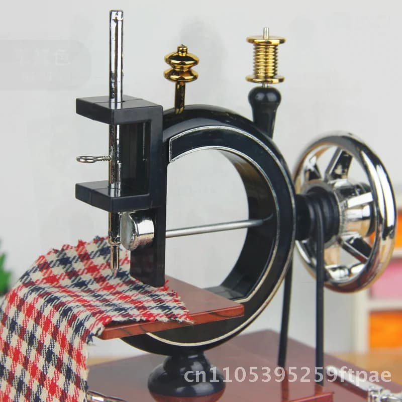 Retro Imitation Wood Hand Sewing Machine Music Box Creative Crafts Unique Design Musical Instrument for Wholesale