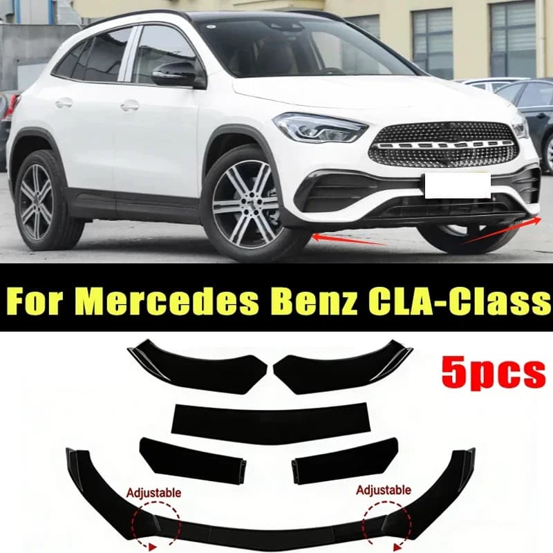 5Pcs ABS Material Universal Car Front Bumper Separator Bumper Lip Body Kit Duck Lip Separator For Mercedes Benz GLA-Class