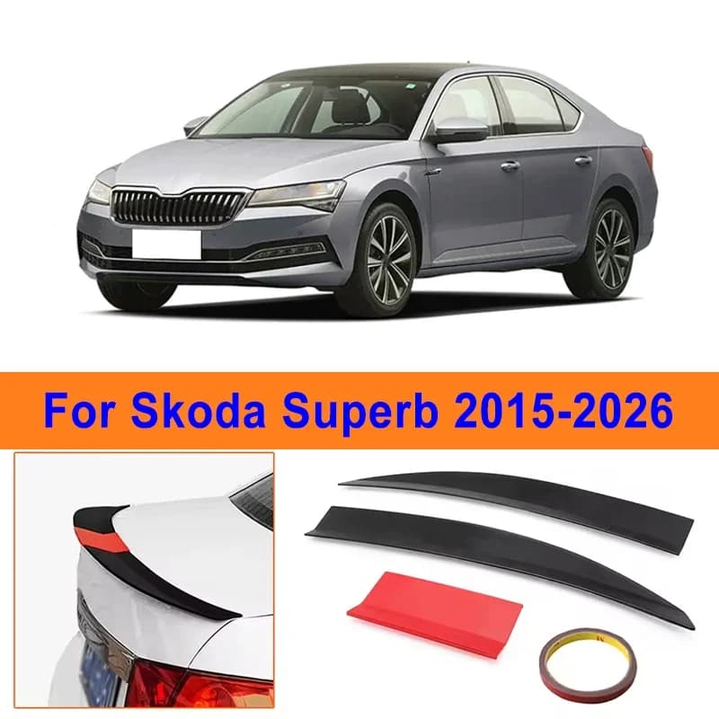 For Skoda Superb 2015-2026 3-Section ABS Rear Trunk Spoiler 115-125cm Adjustable Sports Decor Top Wing Car Exterior Parts