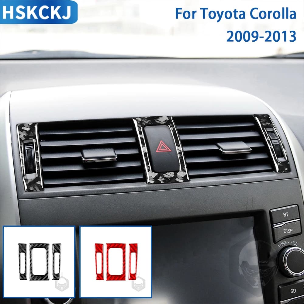 For Toyota Corolla 2009 2010 2011 2012 2013 Cars Accessories Carbon Fiber Interior Central Control Air Outlet Cover Trim Sticker