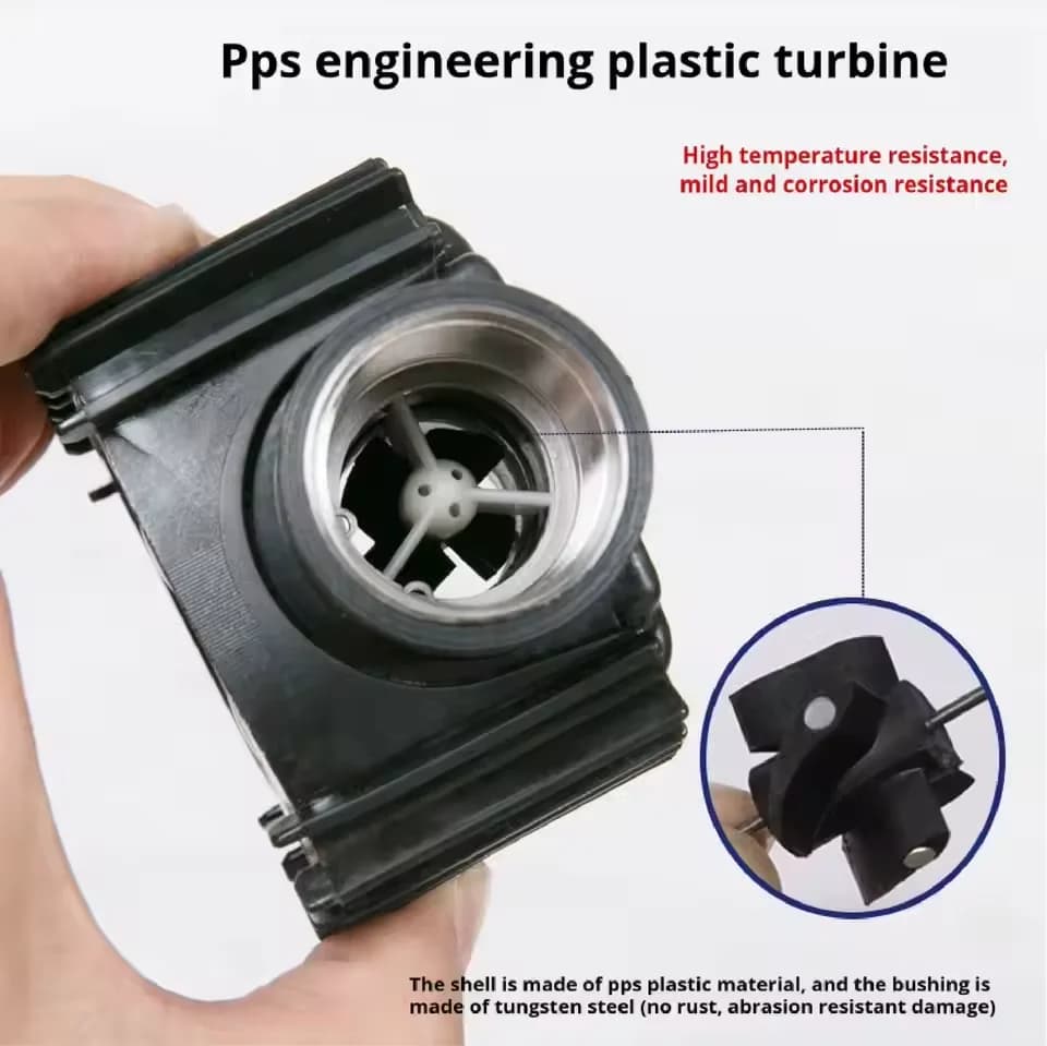 K24 Electronic Turbine Flow Meter Digital Fuel Oil Diesel Water Urea Gear Flowmeter High Precision Plastic Stainless Threaded