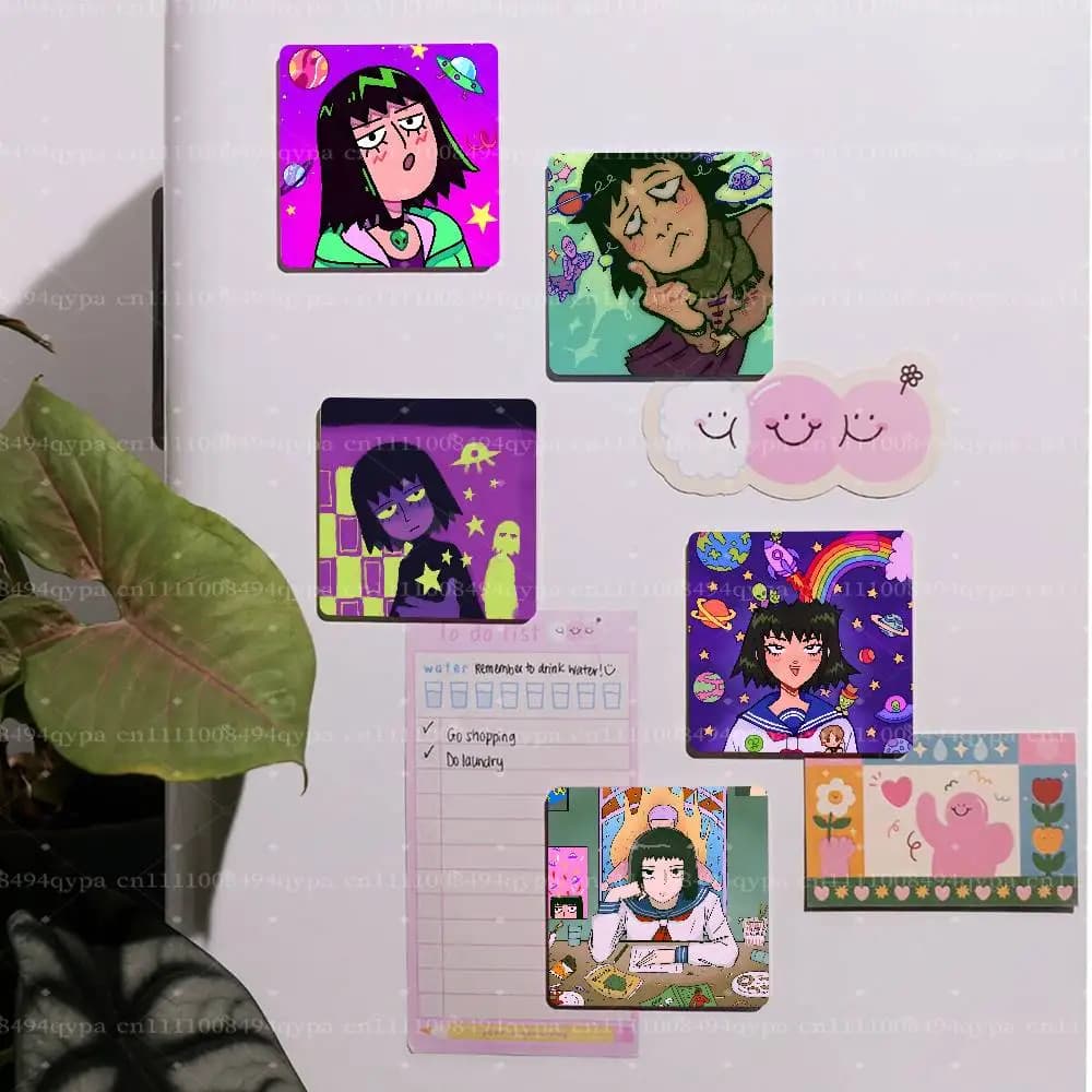 T-Tome M-Mob Psycho Mp100 Square Fridge Magnet Magnetic Sticker Decorative for Refrigerator Home Kitchen, Souvenir Gift