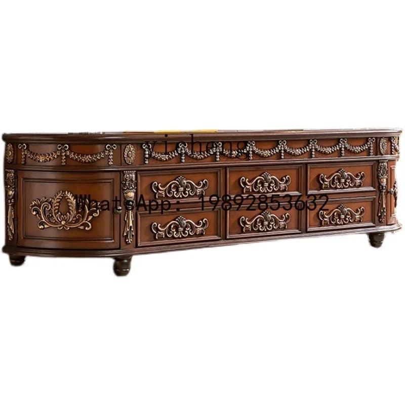 FZ TV cabinet solid wood American floor cabinet hand-painted coffee table engraved combination small apartment furniture