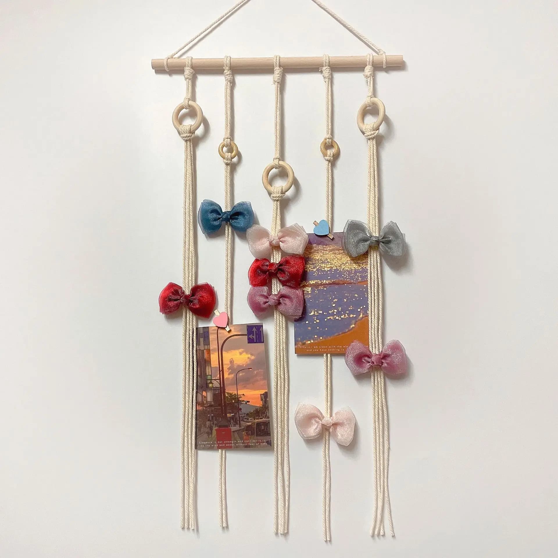 INS style wall style children's hairpin headpiece finishing storage with handmade DIY cotton rope weaving shelf tapestry wall
