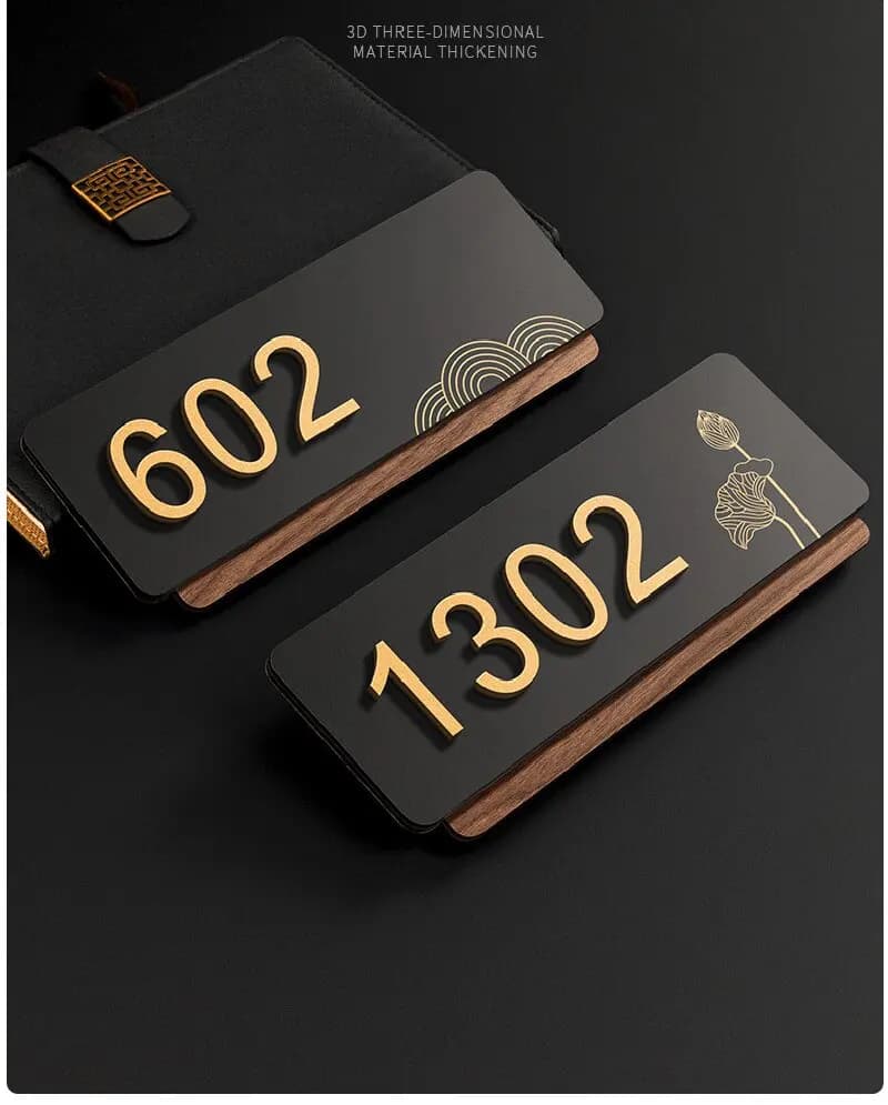 Customized Acrylic Chinese Style Black House Number House Address Street 3D Gold Number Plate Outdoor Name Decoration Board