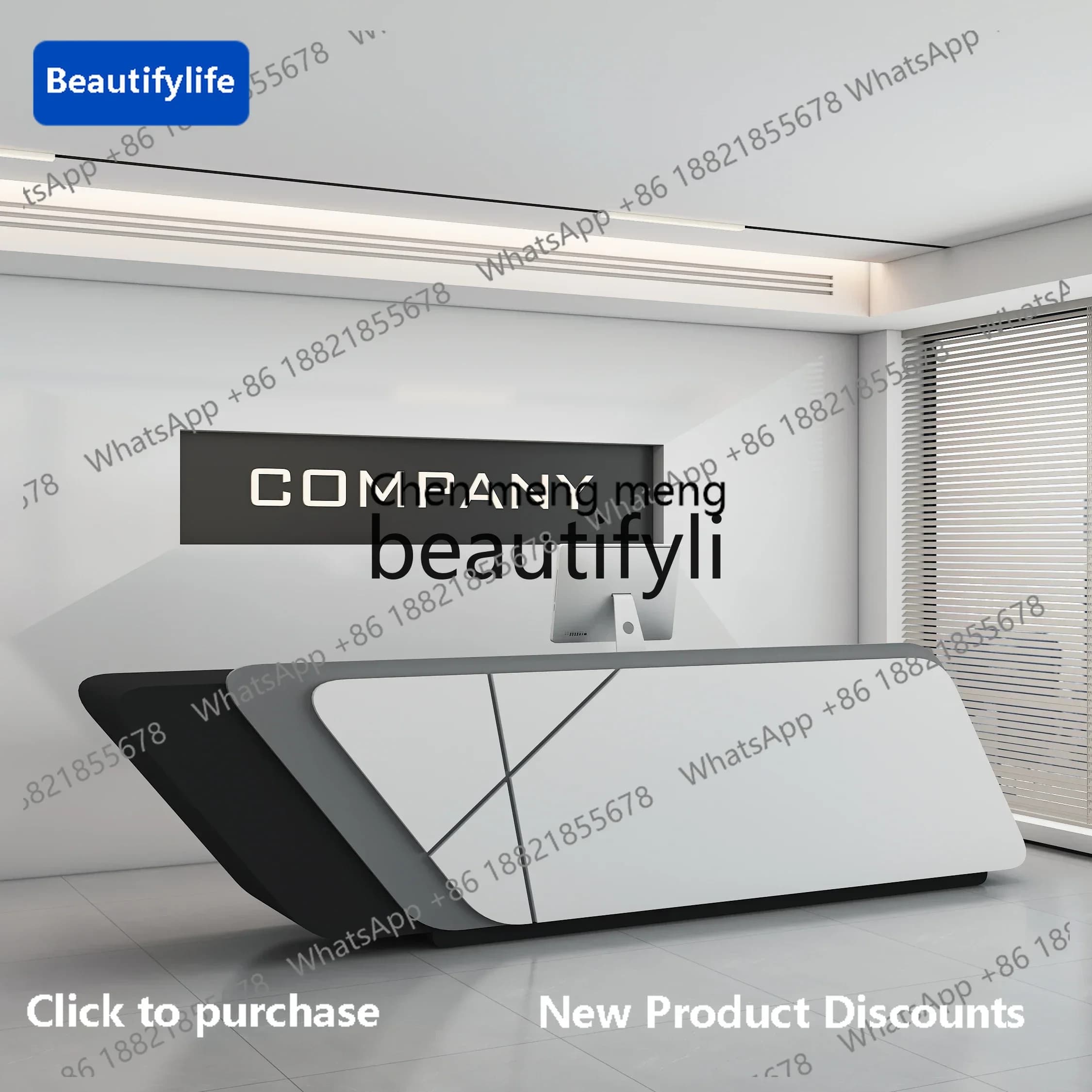 183Reception counter Simple modern beauty salon checkout page Training institution Exhibition hall Integrated counter6005