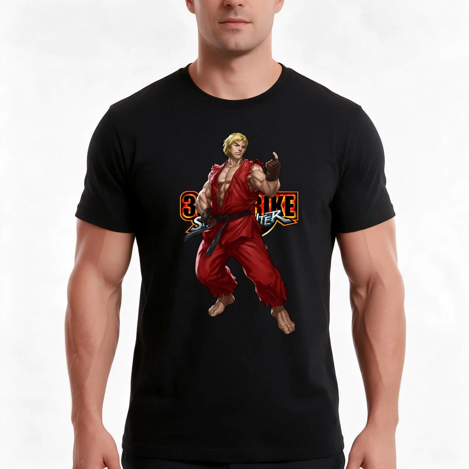 Ken Masters - 3rd Strike T-Shirt, Summer Casual Cotton Tee, Oversized Streetwear Tops, Vintage Graphic Print, Unisex Men Women