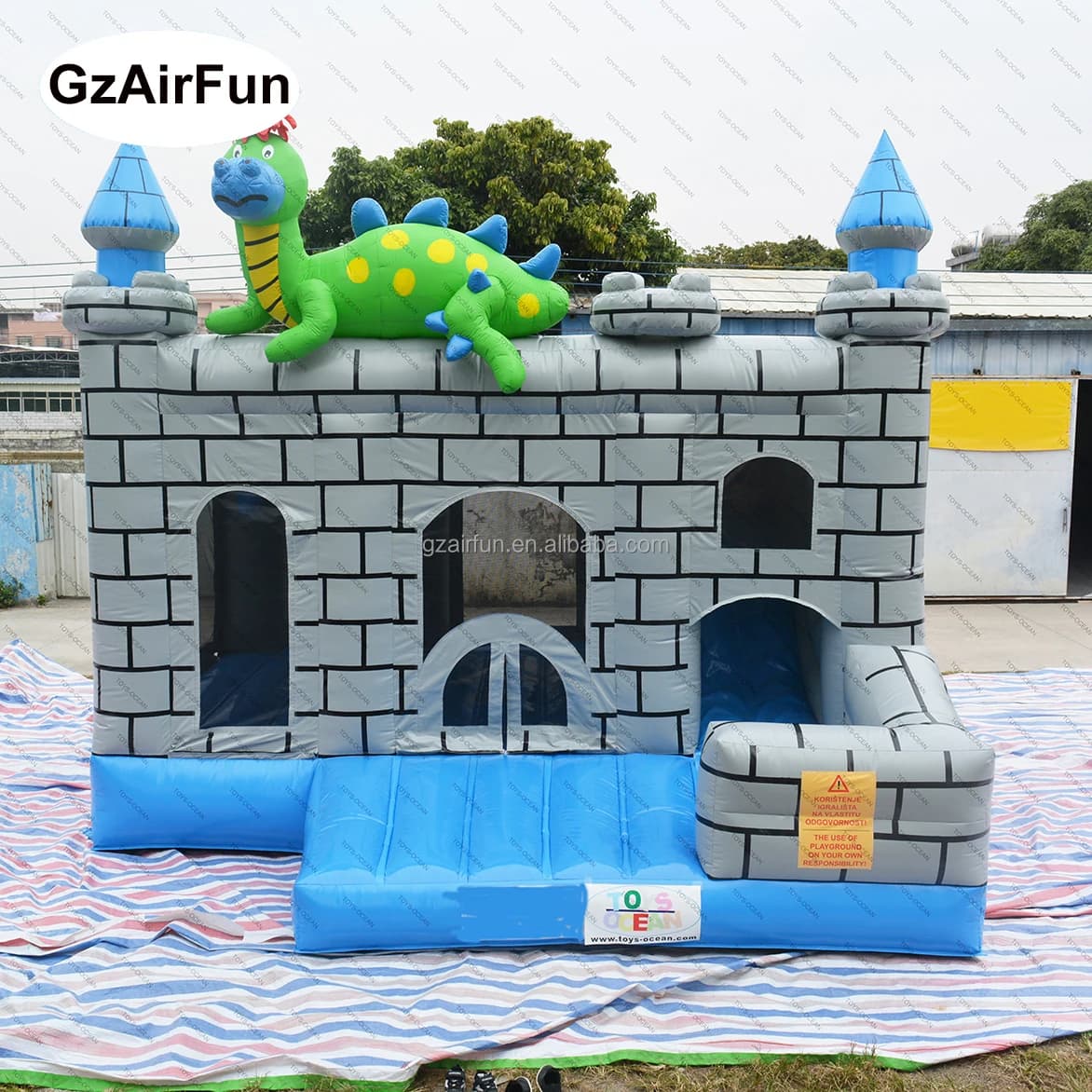 Popular Commercial Inflatable Bouncer With Slide PVC Moonwalk & Dinosaur Jumping Castle Combo Model Type for Sale