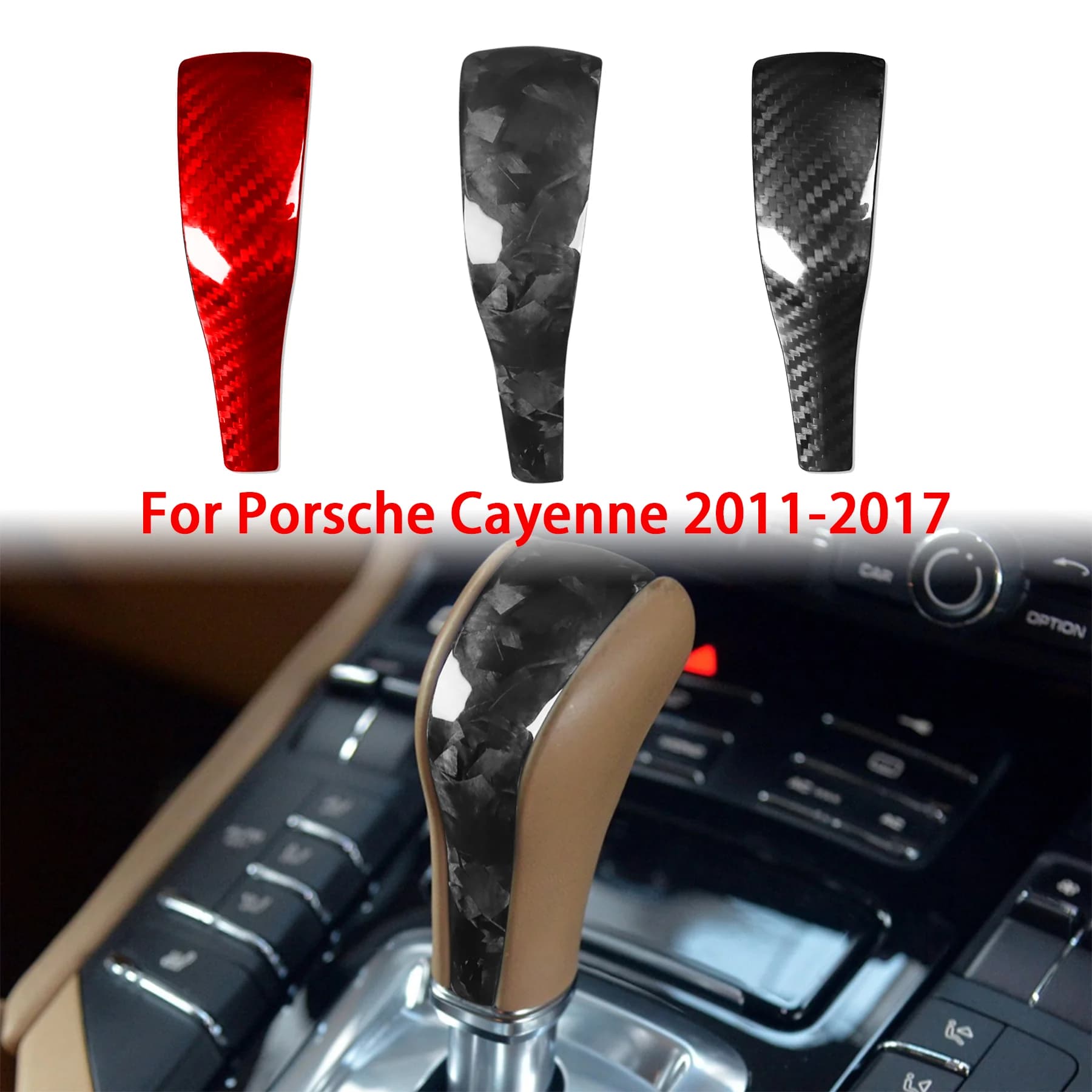 Carbon Fiber Car Interior Gear Shift Knob Head Cover Shell Case Decoration For Porsche Cayenne 2011 2012 2013 2014 2015 16 2017