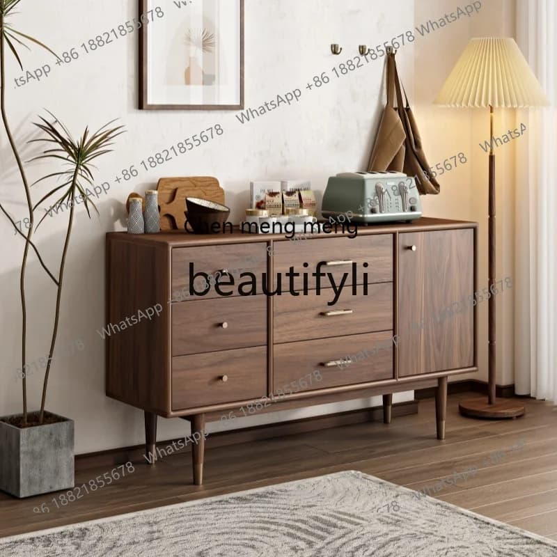 New Chinese style, black walnut solid wood, bedroom living room locker, modern simple retro lockerH