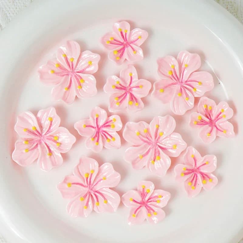 10/100PCS Flowers Cherry Rose Resin Accessories Patch Scrapbook DIY Resin Crafts Handmade Hairpin Headrope Decoration Crafts