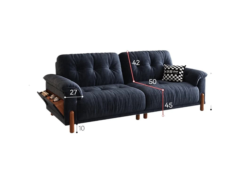 LMM antique folding dual-purpose small apartment living room storage solid wood multi-functional fabric sofa
