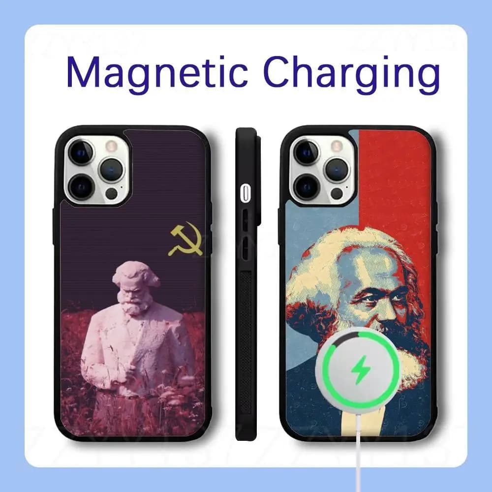 K-Karl Marx Phone Case For iPhone 18,17,16,15,14,13,12,Pro,Max,Plus Magnetic Wireless Charge Cover