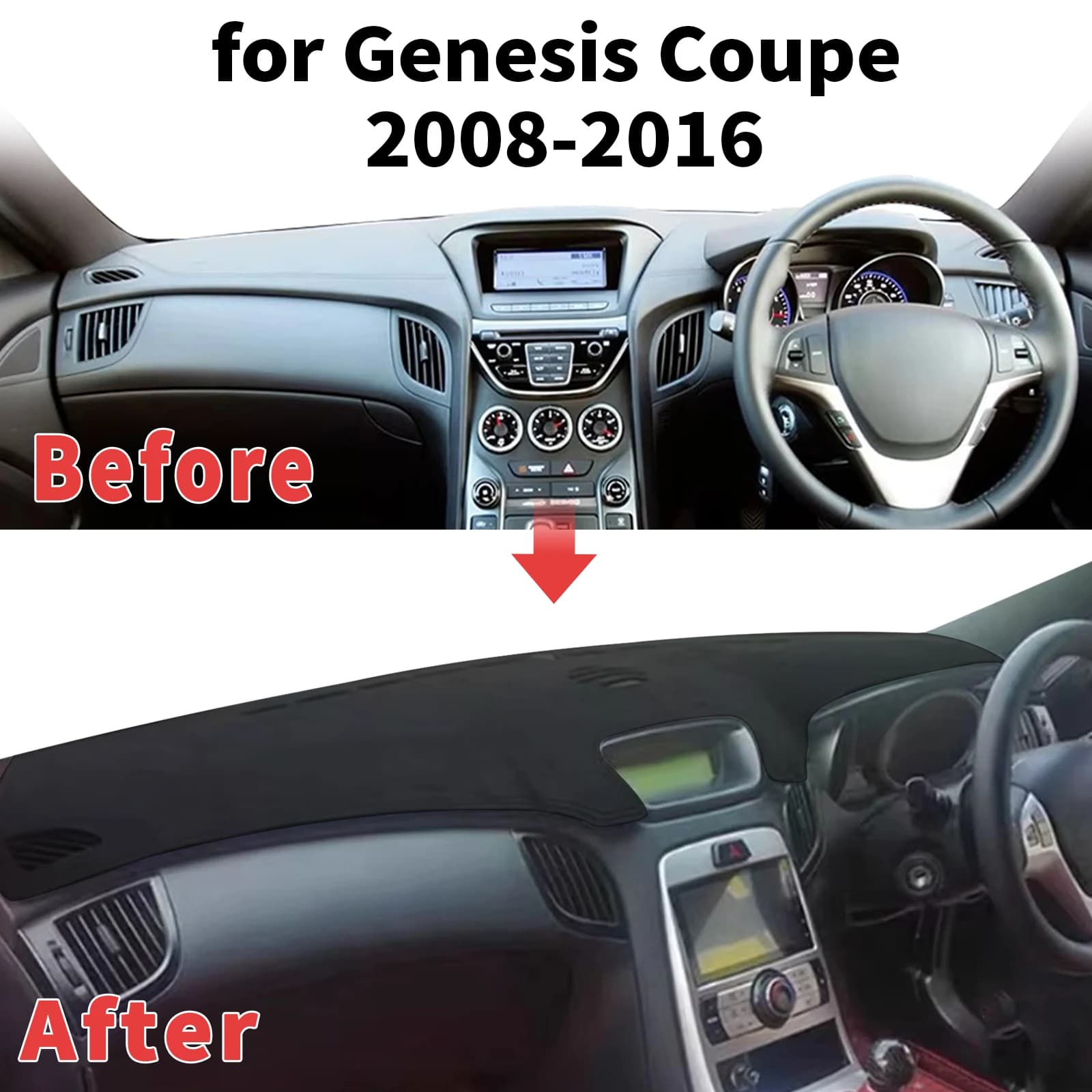 for Hyundai Genesis Coupe BH BK 2008-2016 Dashboard Cover Sun Shade Protector Dashmat Anti-Glare UV Block Carpet Mat Dash Mat