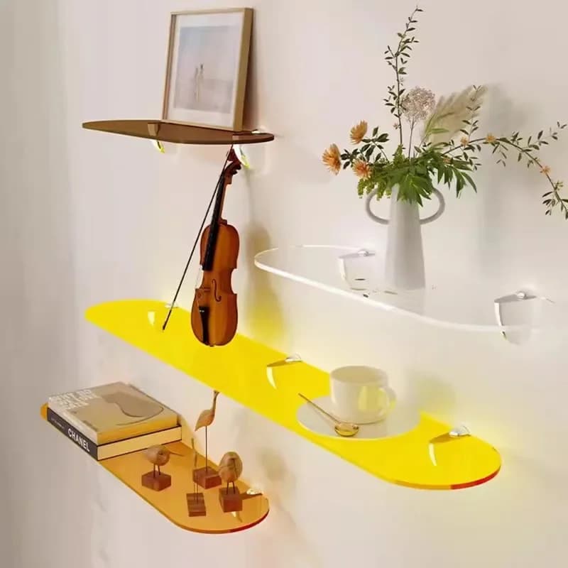 Perforated Acrylic Shelf for Living Room, Back Wall Display, Books, Artwork Display Shelf, Bathroom Organizer, 7 Colors,5mm