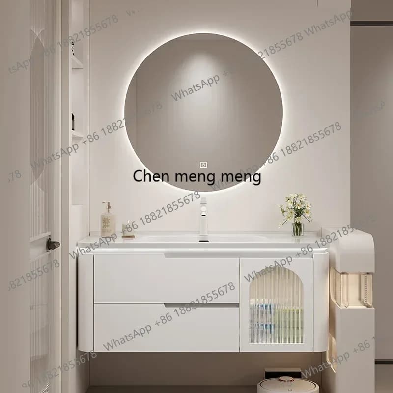 Painted Bathroom Cabinet Combination Ceramic Integrated Basin Washbasin Bathroom Cabinets Narrow Gabinete Furniture