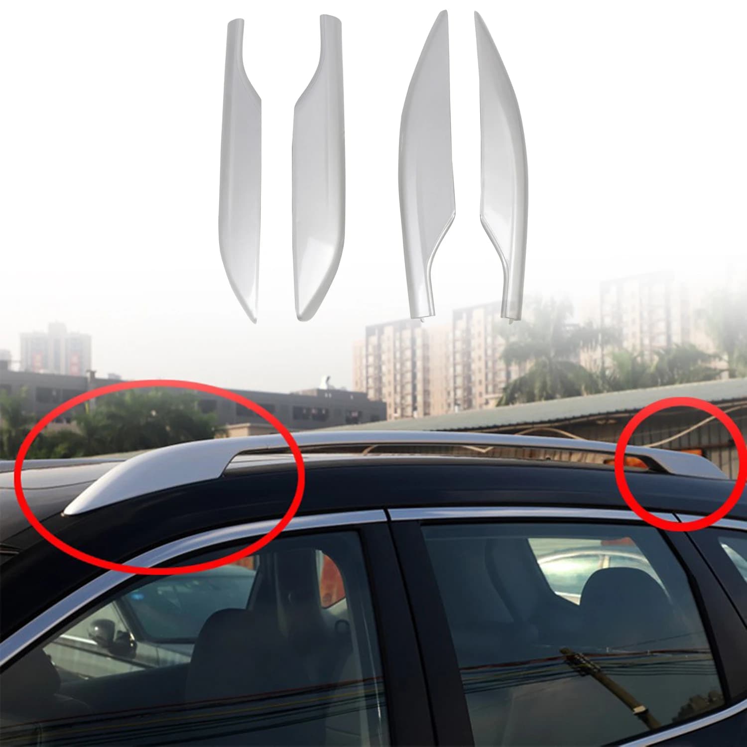 For Nissan X-Trail 2014-2020 Car Roof Rails Rack End Cap Protection Cover Shell Silver Exterior Accessories 4pcs