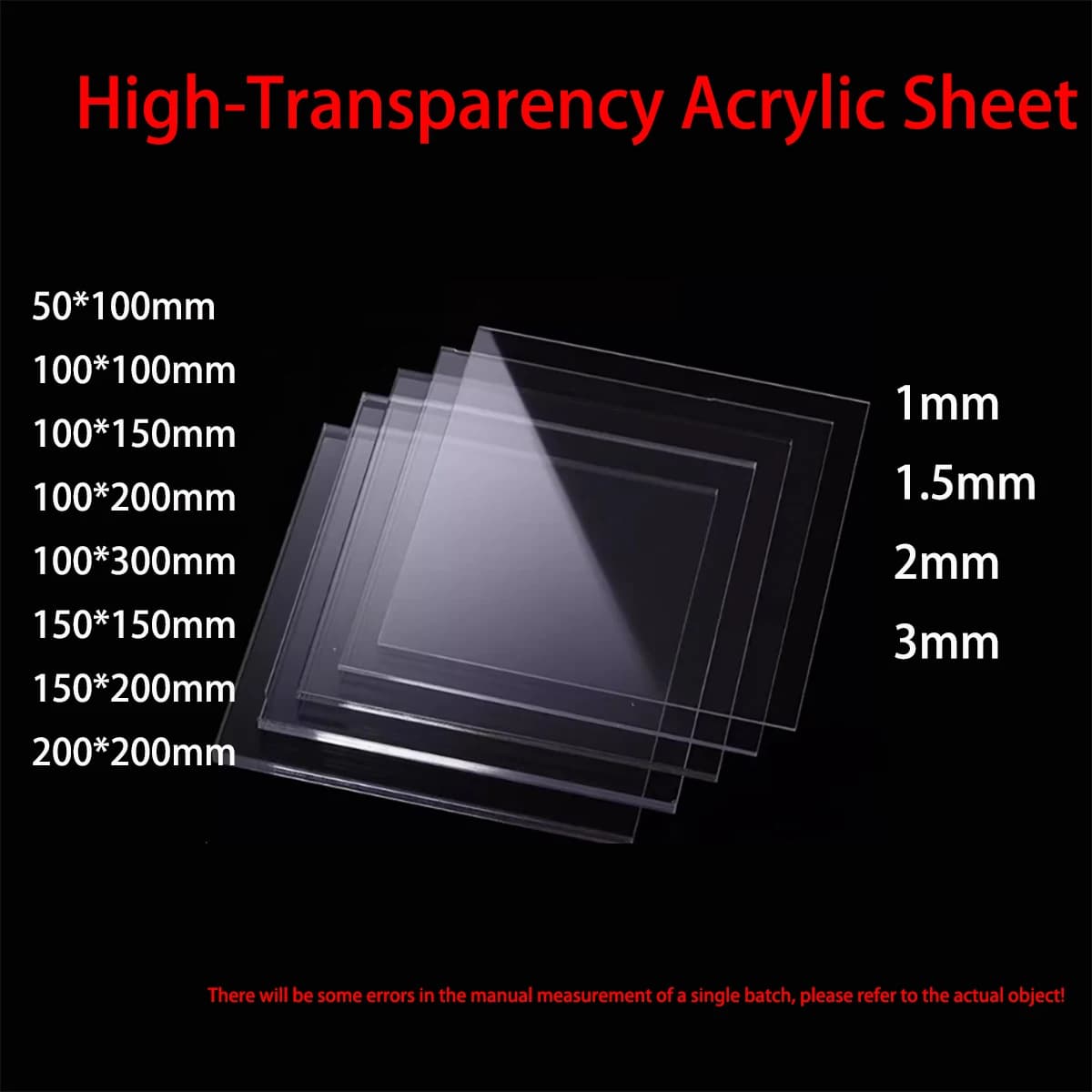 High - Transparency Acrylic Sheet  (PMMA) Diy Handicraft Materials, Plexiglass Display Box Thick 1mm1.5mm2mm3mm