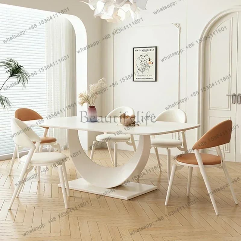 European Vintage Luxury Table Dining Rectangular Event White Kitchen Center Table Dining Space Saving Mesas De Jantar Furniture