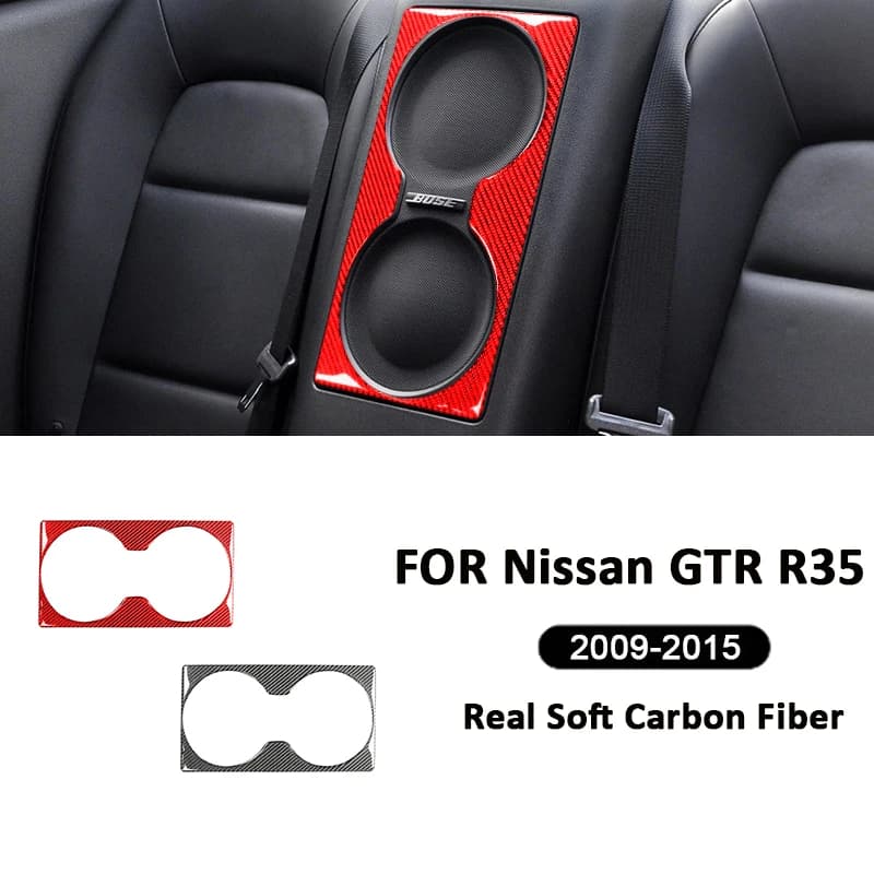 For Nissan GTR R35 2009-2015 Carbon Fiber Roadster Rear Double Audio Loudspeaker Tweeter Panel Frame Auto Interior Accessories