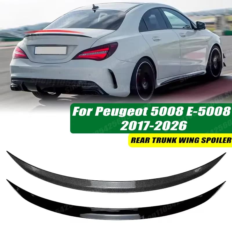 120cm 5D Carbon Look Rear Boot Trunk Spoiler Lip Stick-On Decorative Rear Wing For Peugeot 5008 E-5008 2017-2026 Car Accessories