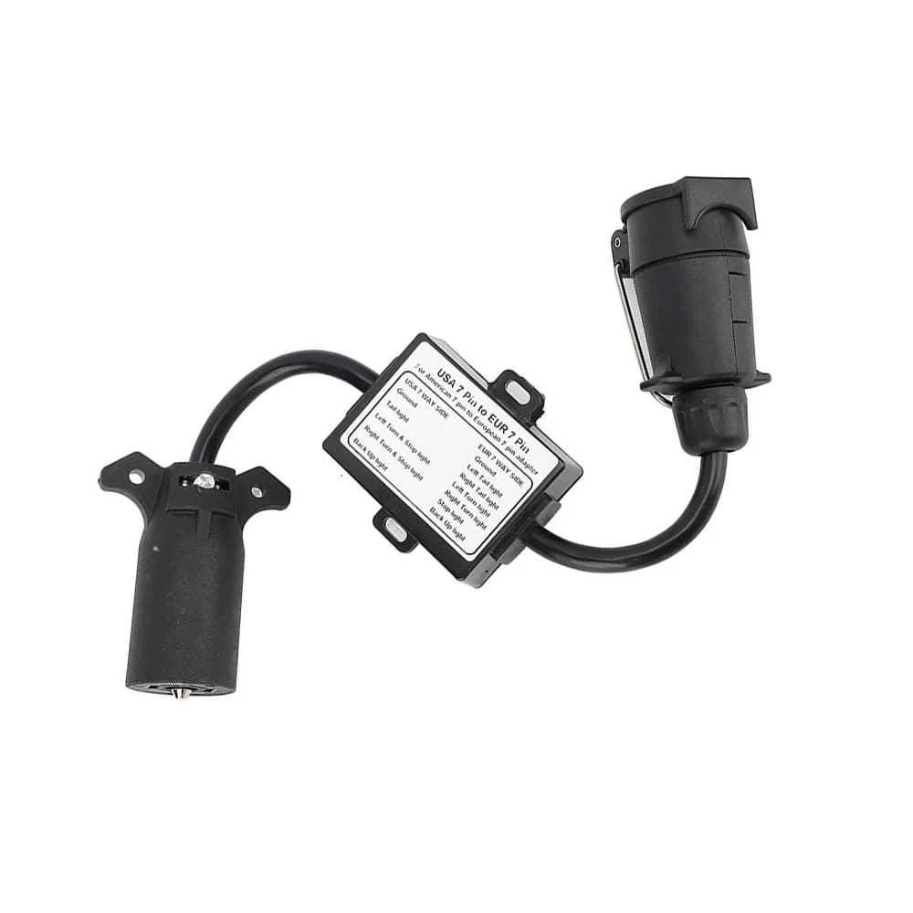 1pc ABS Trailer Light Converter US 7-Way Blade Socket To EU 7-Pin Round Plug Connector for Caravan Boat Trailer RV Accessories