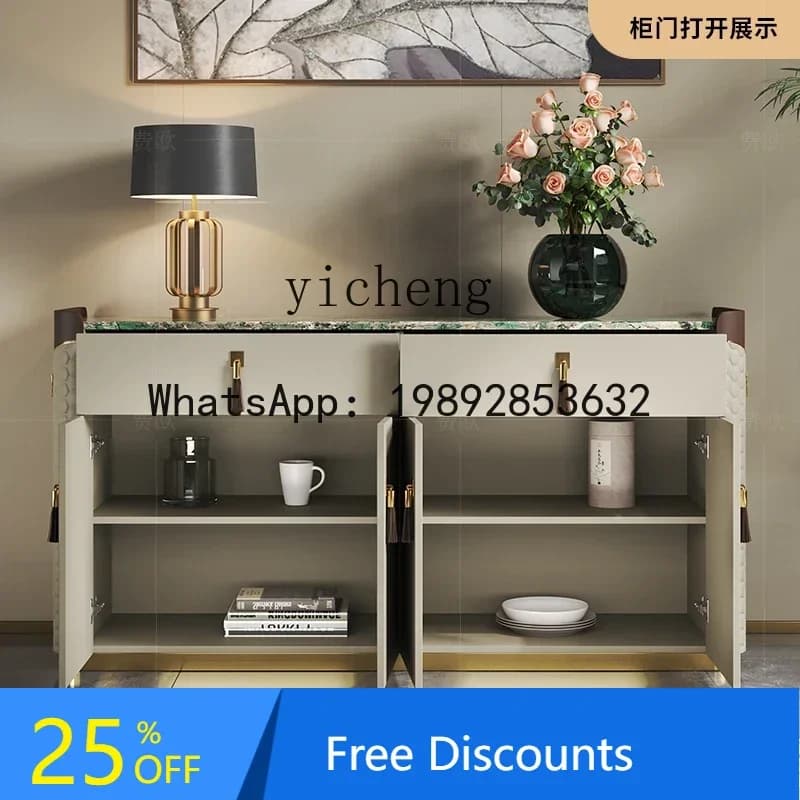 Light luxury dining side cabinet storage storage cabinet Italian post-modern marble custom restaurant high-end gray entrance