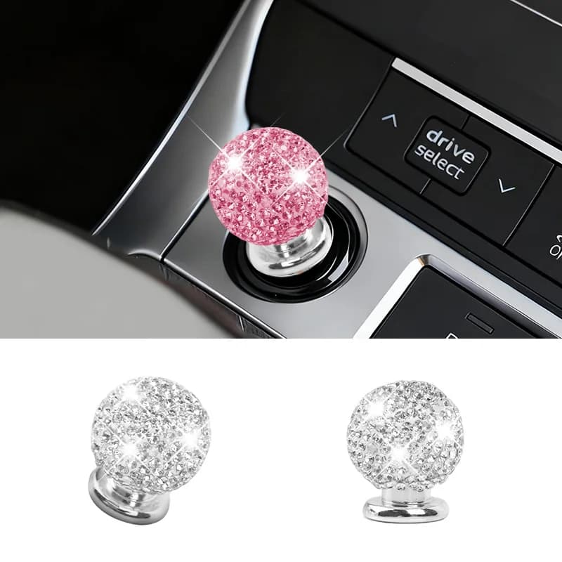 1PCS New Diamond Inlaid Style Round Ball One Key Start Ring Sticker Universal Start Decoration Ring Car Ignition Button Cove
