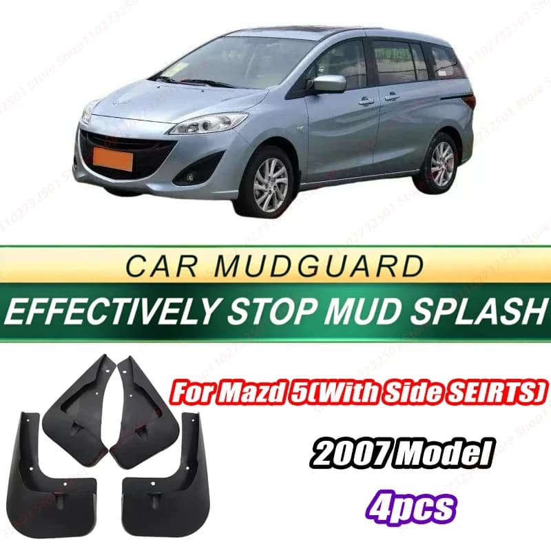 For Mazd 5 With Side SEIRTS 2007 Model 4PCS Front Rear Mud Flaps Splash Guards Fender Mudguards Auto Accessories
