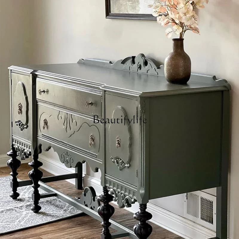 04French medieval style neoclassical entrance foyer porch cabinet living room light