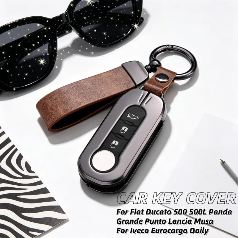 Premium Metal Car Key Case Cover for Fiat Ducato 500 500L Panda Grande Punto Lancia Musa & Iveco Eurocargo Daily Auto Key Shell