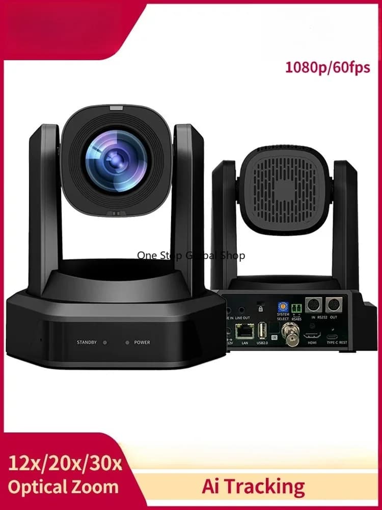 Runpu 1080p NDI Camera 12/20/30X Optical Zoom AI Tracking Camera Support POE for Church Worship Live Services