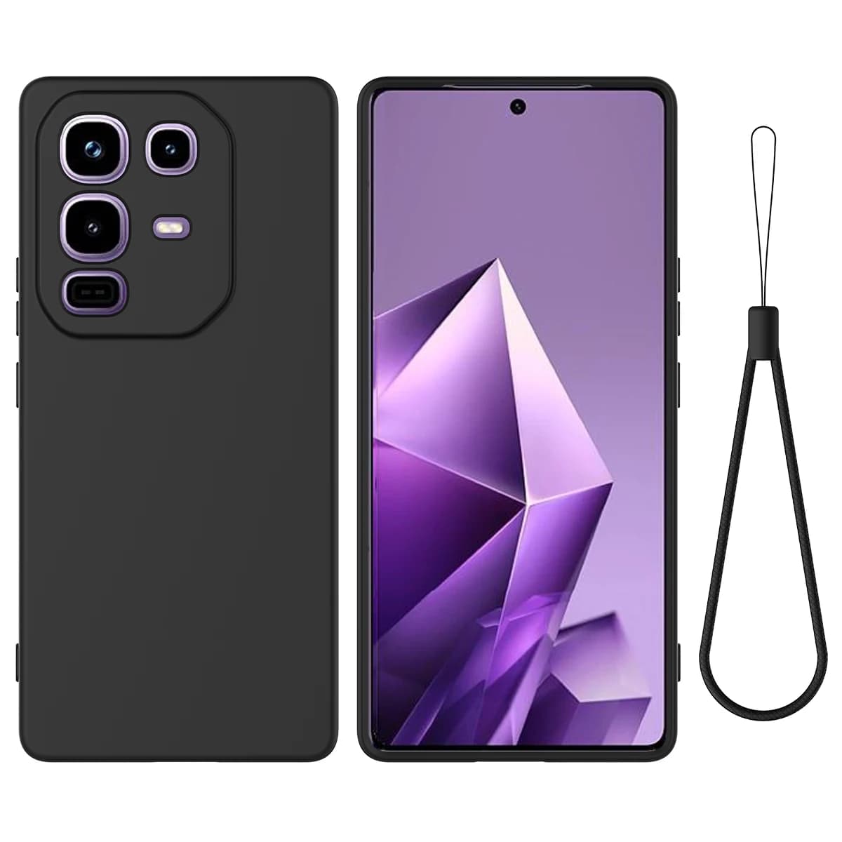 Shockproof Soft Liquid Silicone Phone Case For Infinix Note 50 4G Note 40 Pro Note30, Slim Skin Fleece Protective Cover Lanyard