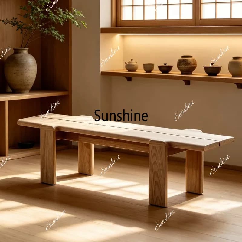 Simple solid wood bench log bed and breakfast hotel tea bench rest bench