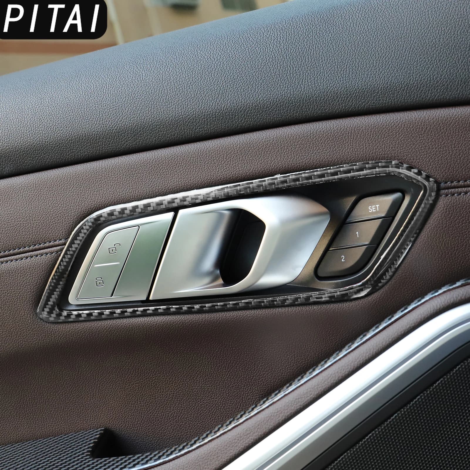 For BMW 3 Series G20 G28 2019-2021 Carbon Fiber Door Handle Panel Trim Strips Car Interior Decor Accessories Decoration Sticker