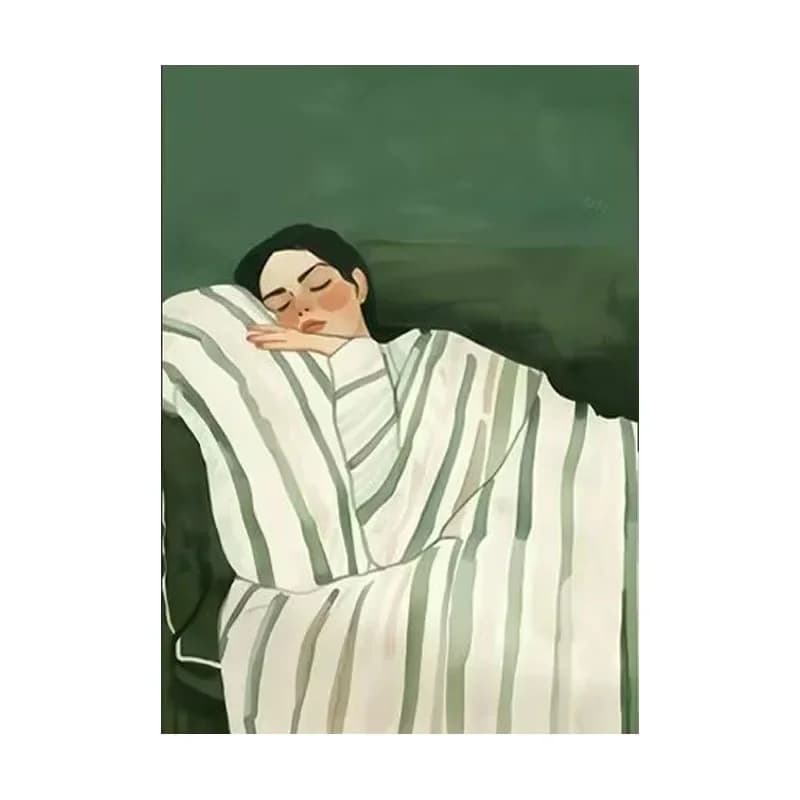 Pure hand-painted character oil painting antique green living room entrance decorative painting high-end lazy girl bedroom