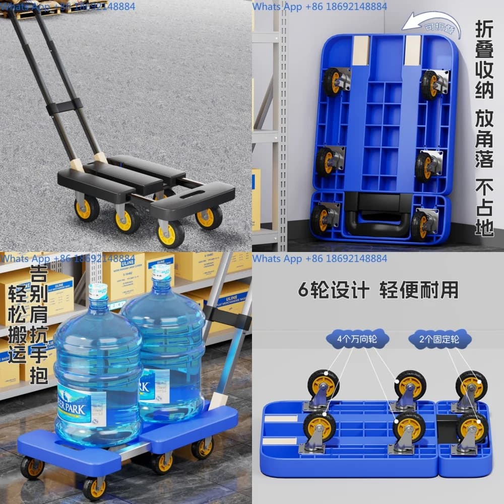 Folding Hand Cart for Home Shopping Luggage Delivery Flat Trolley Portable Utility Cart