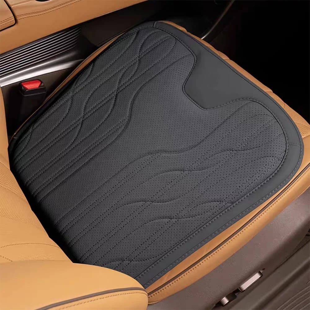 Car Seat Cushion Luxury Leather Anti-Slip Support Cushion Universal Headrest Ventilated Cushion Breathable Interior Accessories