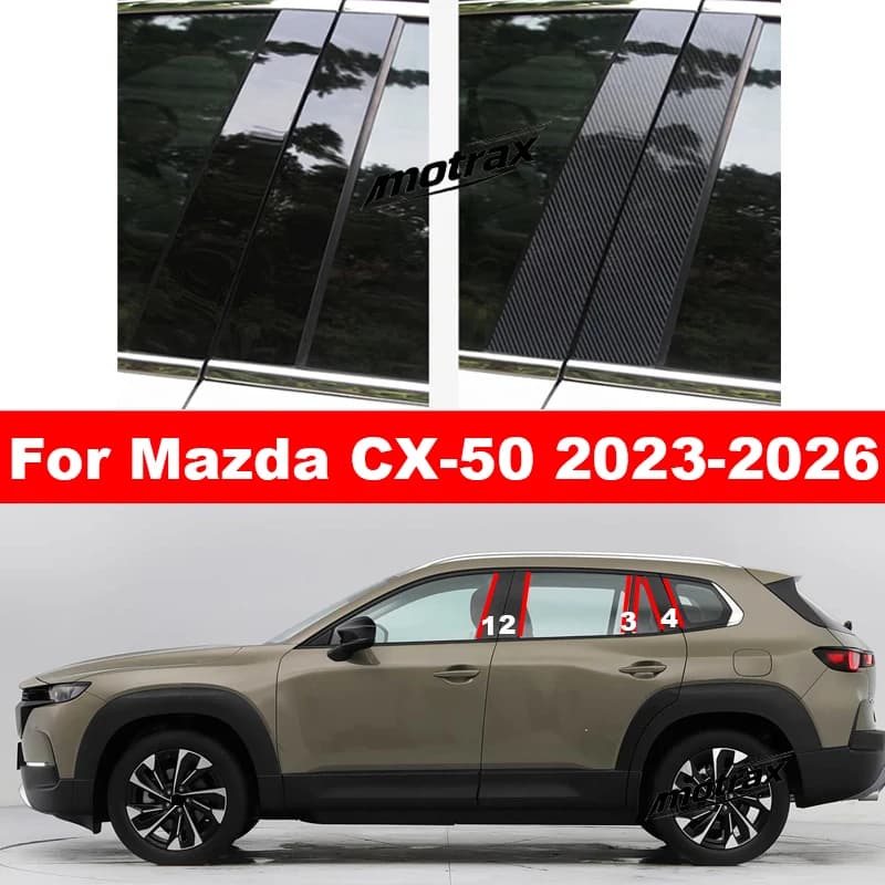 Car Glossy Door Trim Pillar Posts Window Trim B C Column PC Sticker Cover Accessories for Mazda CX-50 CX50 2023 2024 2025 2026