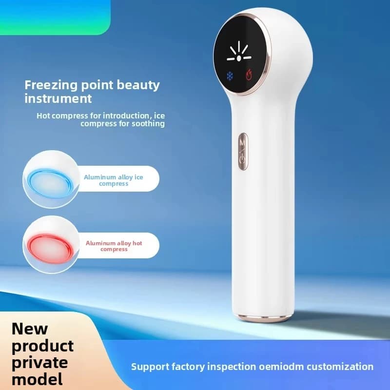 Multifunctional Home Beauty Device: Facial Ice Roller for Pore Shrinking, Hot Compress Import Function & Red-Blue Light Therapy