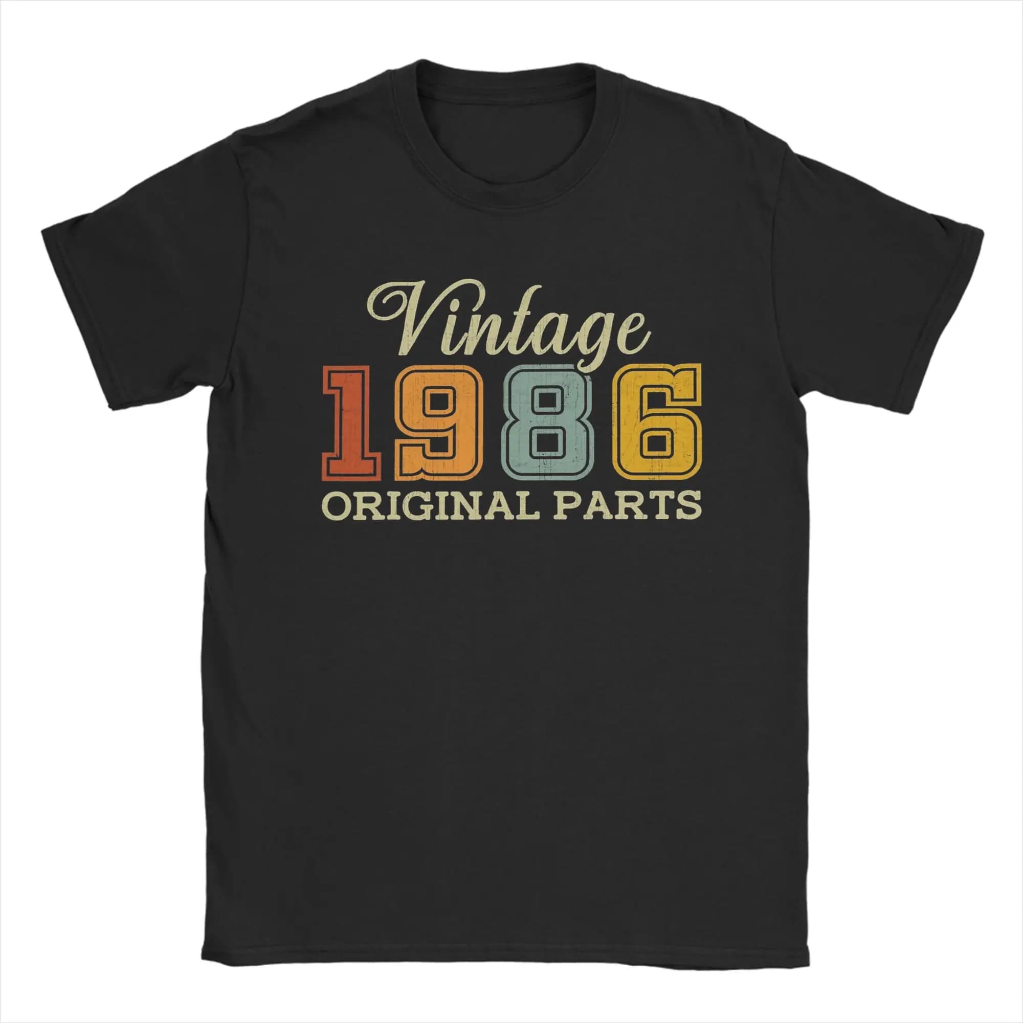 Men's T-Shirt Vintage 1986 Limited Edition Crazy Cotton Tee Shirt Short Sleeve  T Shirts O Neck Clothes Birthday Gift
