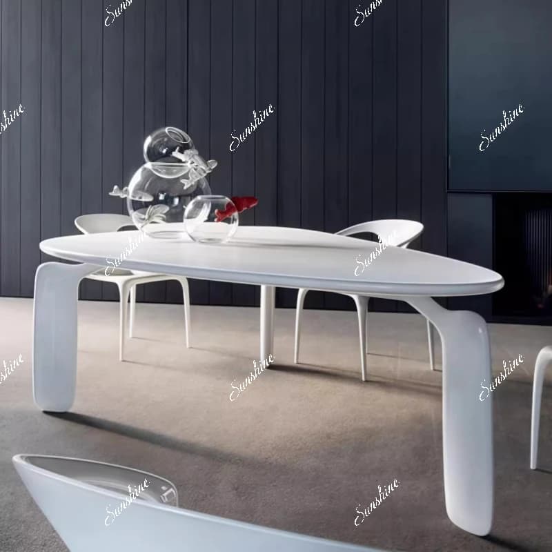 Italian light luxury paint triangular conference table modern simple solid wood multifunctional