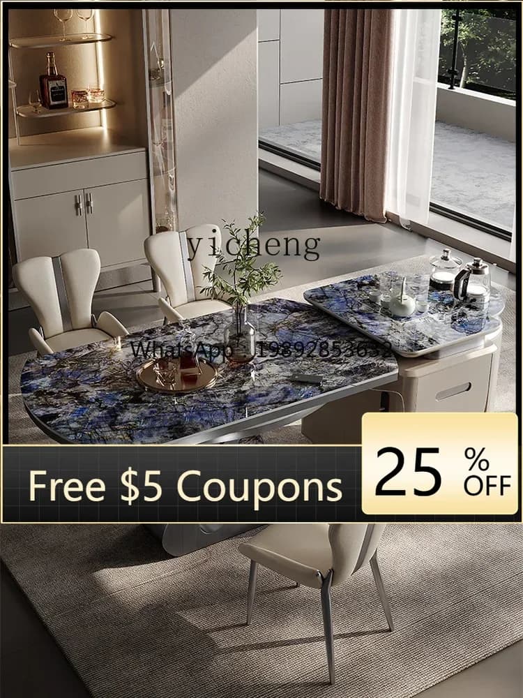 AB  Small Apartment Kitchen Multi-Functional Light Luxury High-Grade Stone Plate Retractable Separation Table