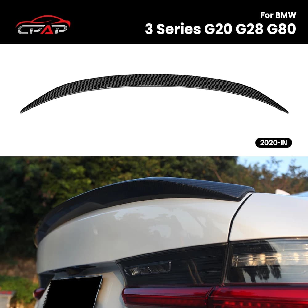 For BMW 3 Series G20 G28 M3 G80 MP Style Real Dry Carbon Fiber Rear Spoiler Boot Wing 2020-IN