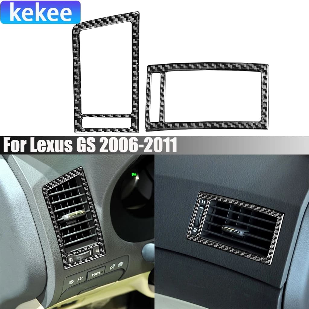 Carbon Fiber Car Accessories Dashboard Side Air Vent Modified Interior Trim Cover Sticker For Lexus GS 2006 2007 2008 2009-2011